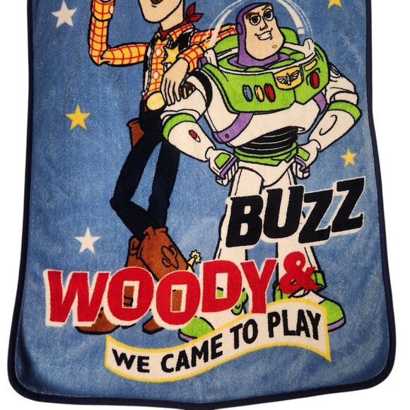 Y2K Disney Pixar Kids Plush Blanket Toy Story Woody & Buzz Play - Picture 3 of 5